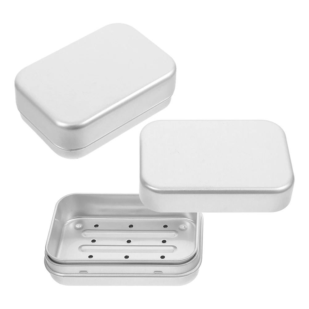 

2 Pcs Metal Soap Dish Travel Holder Boxes Container Aluminum for Traveling Leakproof