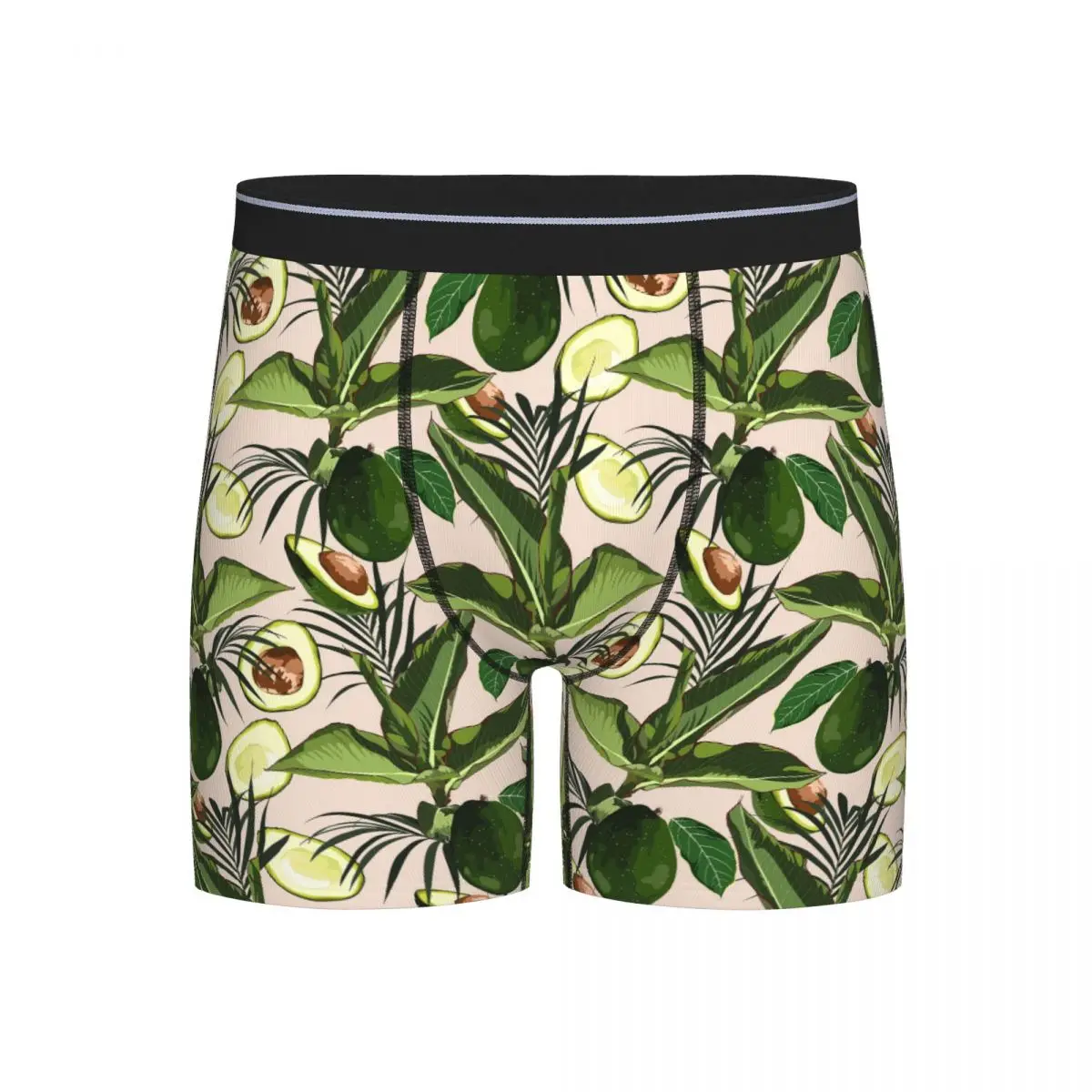 

Long Boxer Underpants Shorts With Avocado And Tropical Palm Leaves Panties Male Soft Underwear for Homme Man Boyfriend Gifts