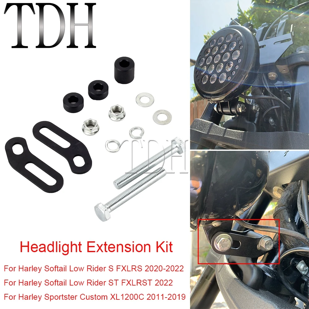

For Harley Softail Low Rider S FXLRS Sportster XL1200C XL 1200 2011-2022 to DYNA Headlight Extension Extender Conversion Block