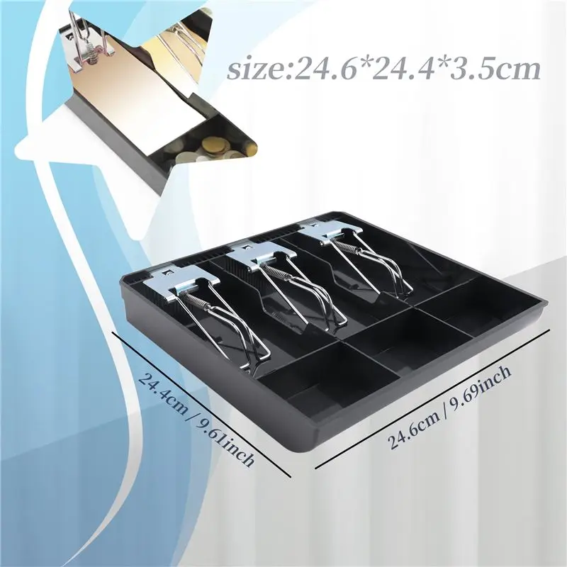 BHBD-3-Grid Money Cash Coin Register Insert Tray Replacement Cashier Drawer Storage Register Tray Box Classify Store view 6