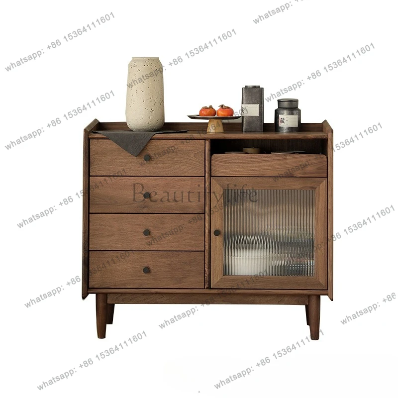 

Japanese-style solid wood black walnut locker living room entrance porch cabinet