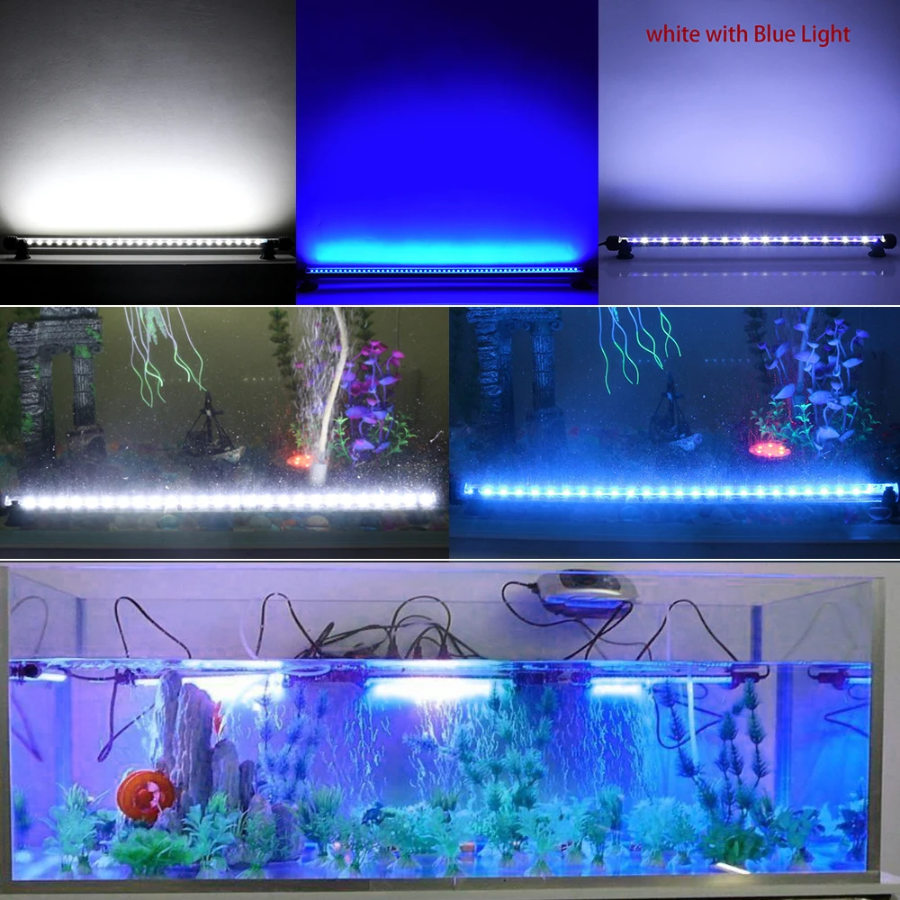 18-48CM LED Aquarium Lights Waterproof Fish Tank Light Dimmable Submersible Lamp with Timer Auto On/Off Underwater Decor 3 Modes