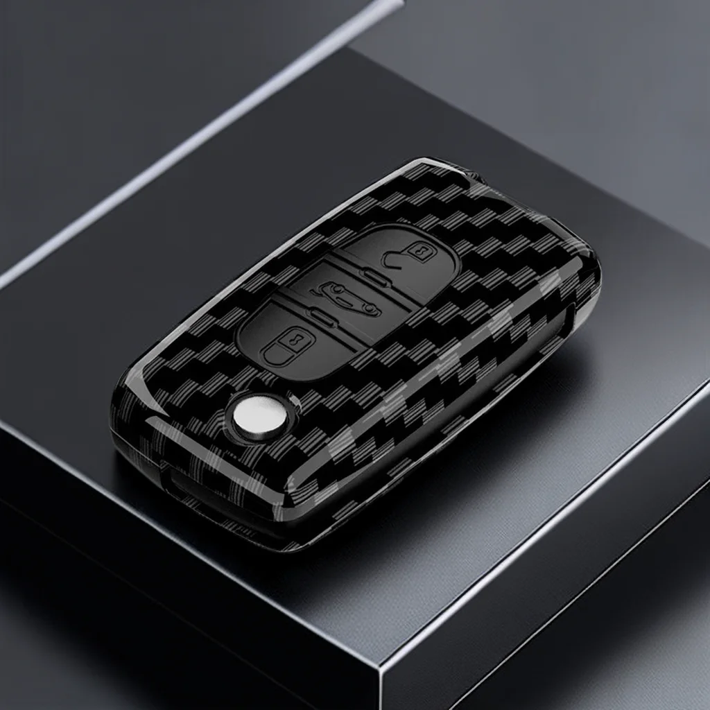 Carbon Fiber Remote Key Case Cover for Citroen C2 C3 C4 C5 C6 C8, Peugeot 107 207 307 307S 308 407 607 - 2/3 Buttons