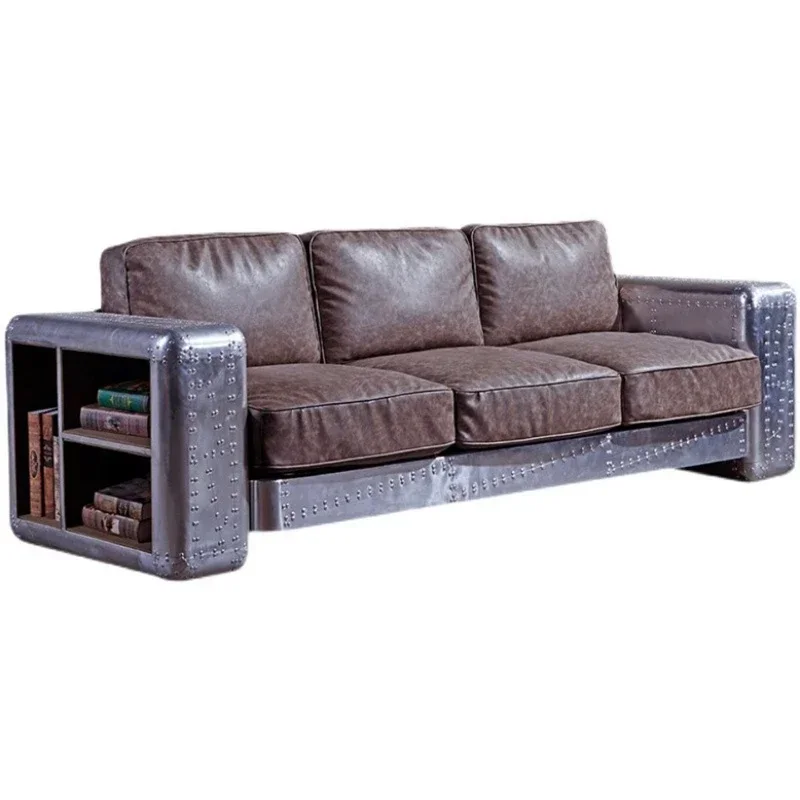 

Sofa Creative Aluminum Leather Office Personalized Metal Bar Single Sofa Chair