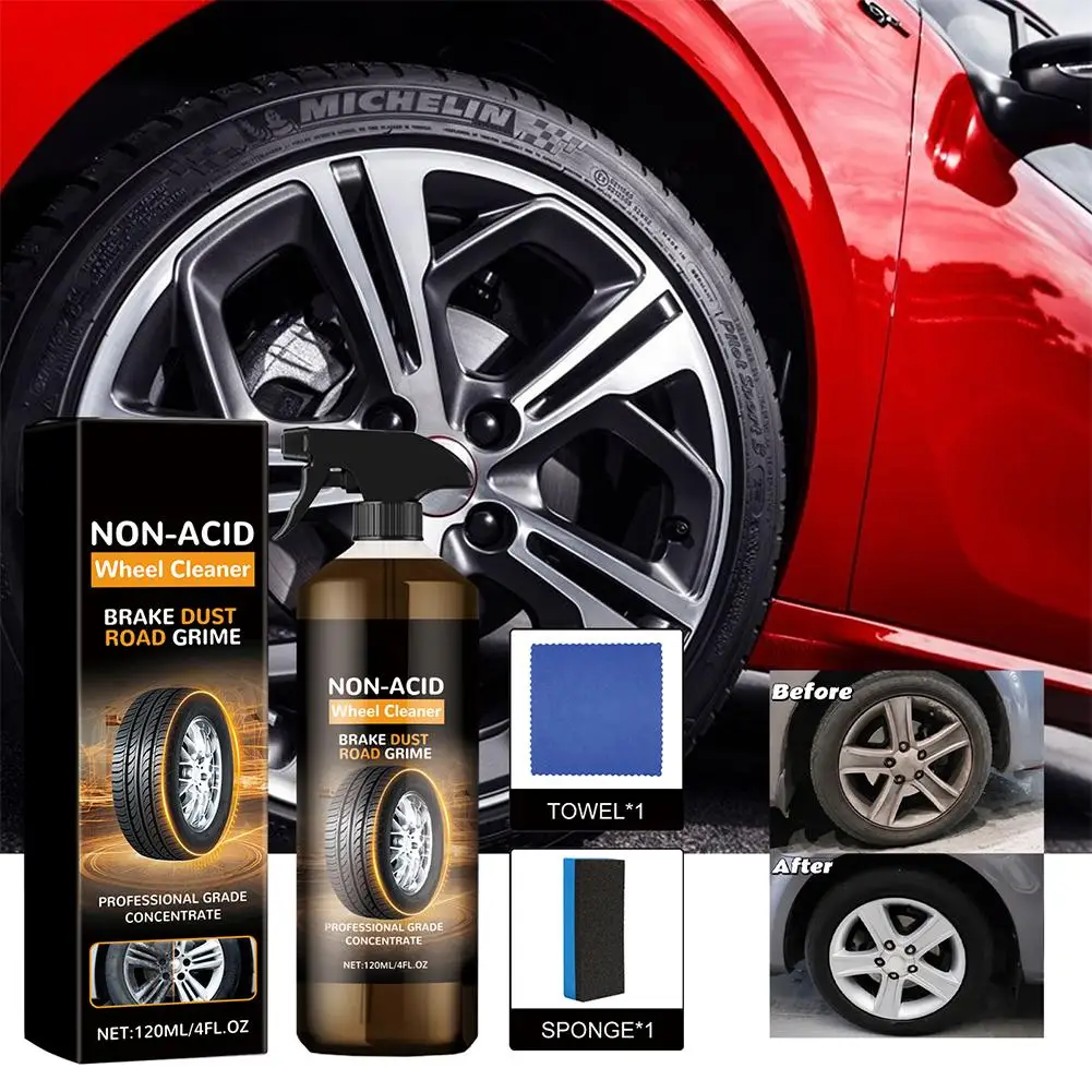 Powerful Wheel Cleaner 120ml Powerful Rim Brake Buster Powerful Stain Removal Cleaning Spray For Cleaning Wheels And Tires H8H4