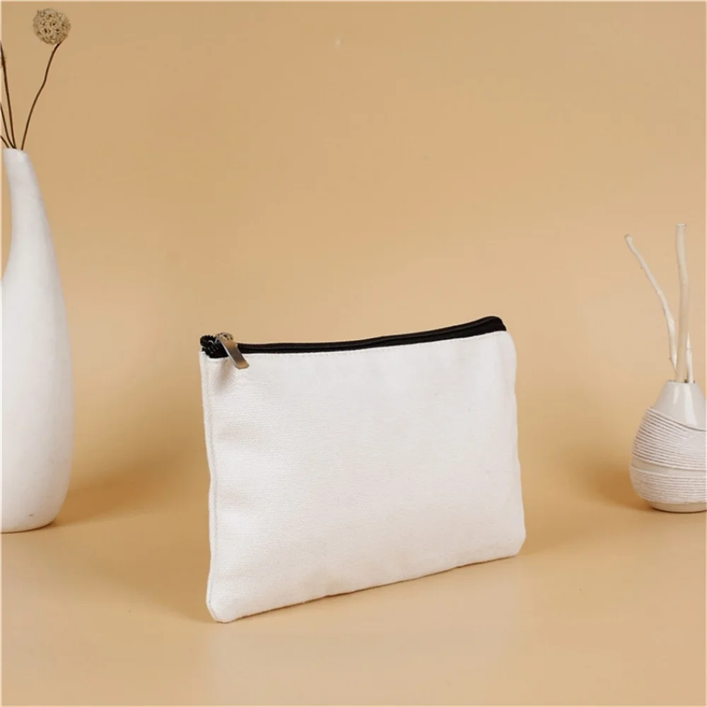 Polyester For Custom Design Wristlets Cosmetic Bag Sublimation Blank Linen Makeup Bag With Zipper