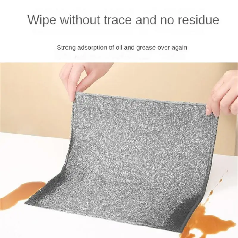 1pcs Kitchen Towel Ultra-fine Fiber Light Gray Cleaning Cloth Set, Absorbent Soft And Stain-removing Cloth Outdoor Tools