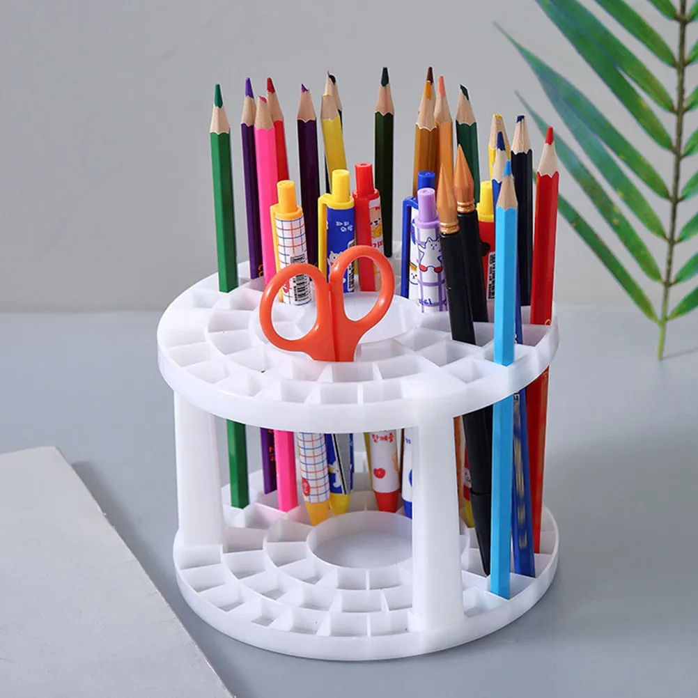 2Pcs Exquisite Workmanship Plastic Pen Holder for Office School Home Artists Multi-Hole Paint Brush Organizer Drawing Markers