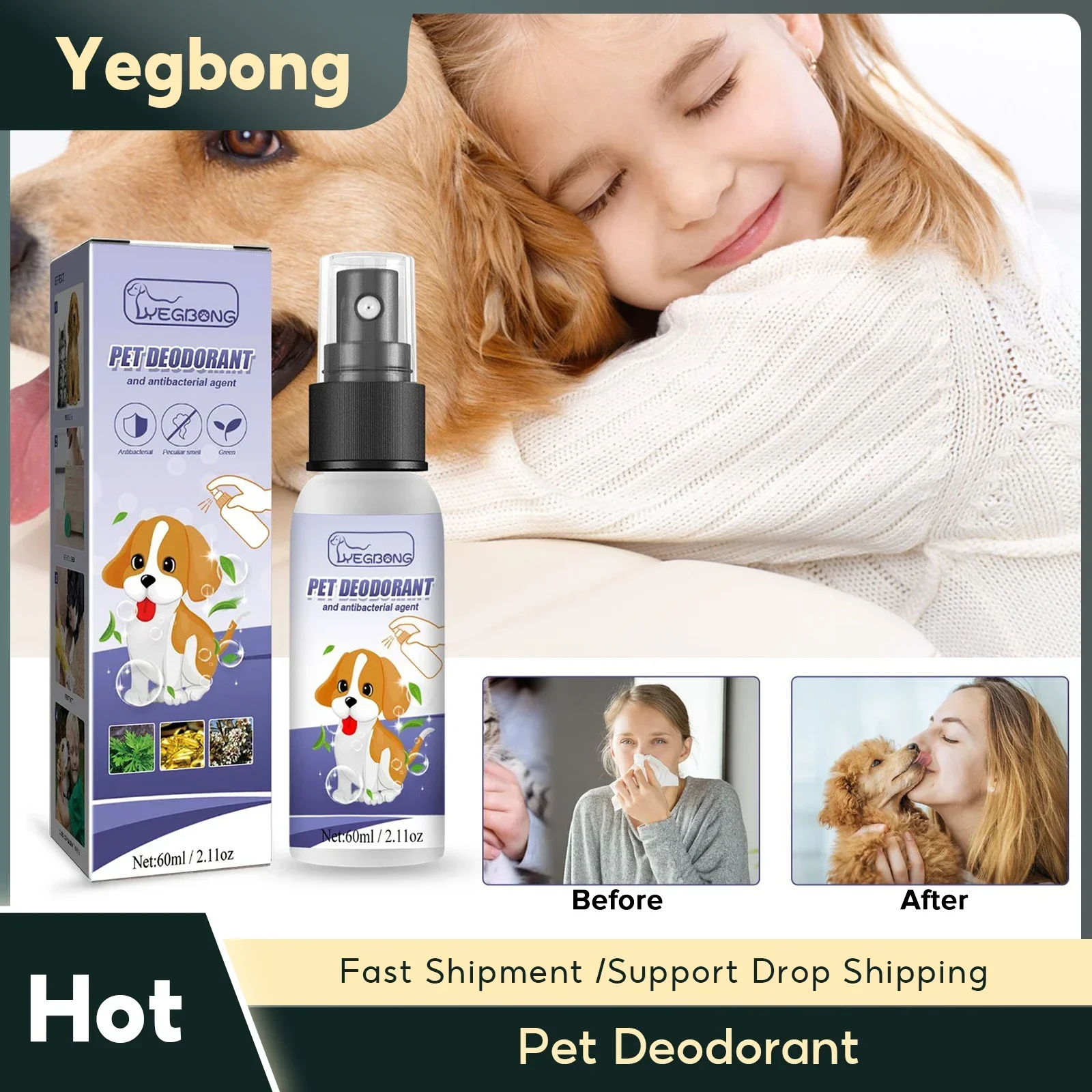 Pet Deodorant Natural Plant Formula Liquid Perfume Spray Dog Cat Odors Removal Lasting Clean Refreshing Fragrance Pet Deodorizer
