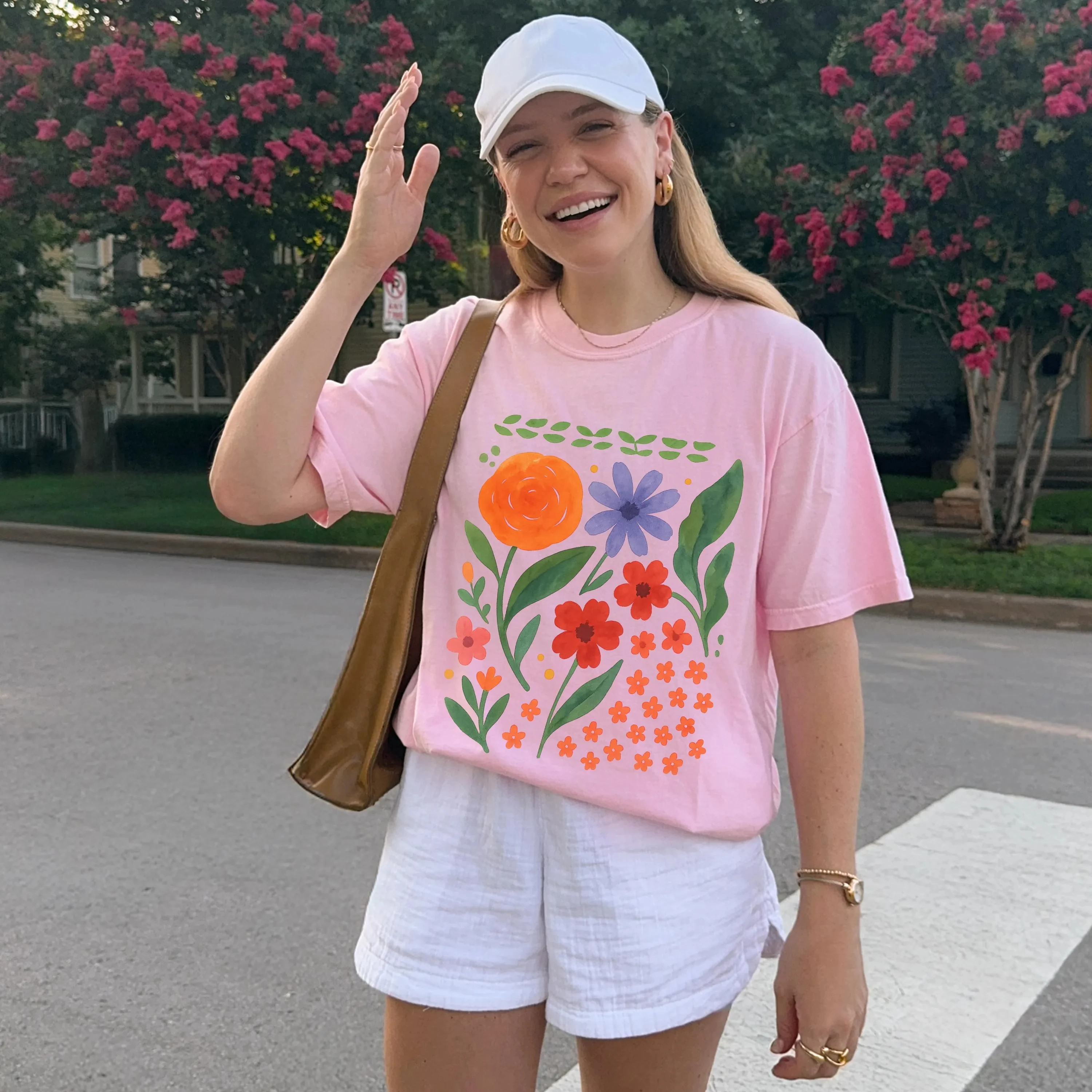

Женская летняя футболка больших размеров с винтажным принтом «Цветы», хлопковая, дышащая, стильная, универсальная, в уличном стиле, оверсайз