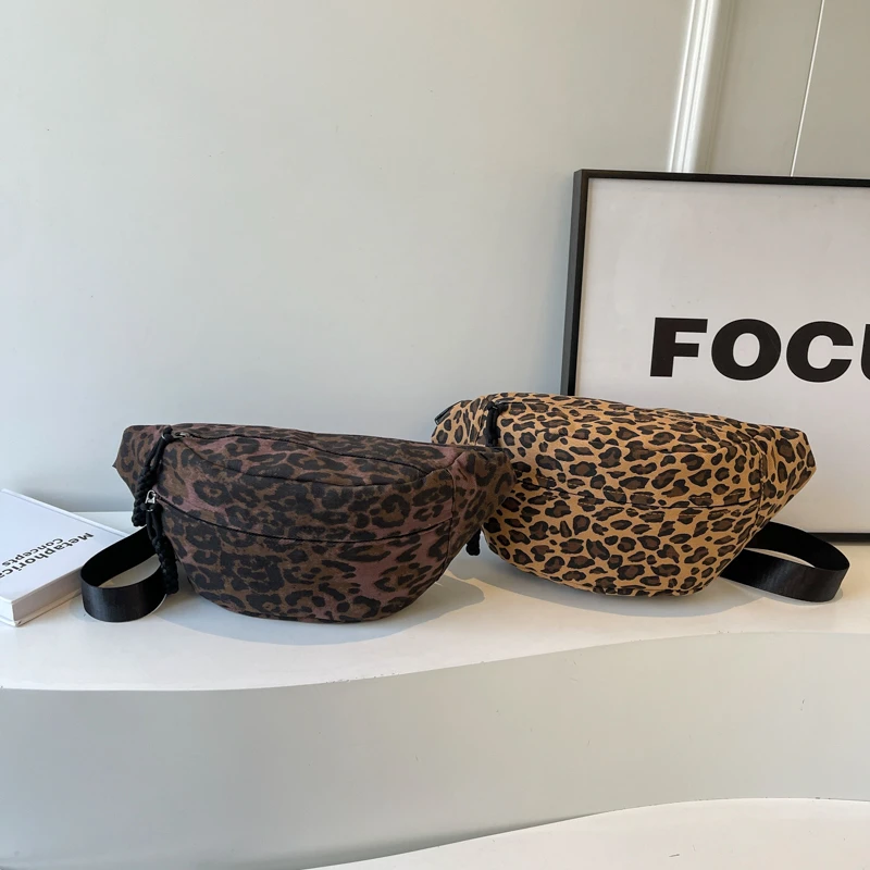 High Capacity Leopard Print Solid Zipper Personality Nylon Crossbody Bag Fashion Shoulder Bag 2024 Hot Sale Bags for Women