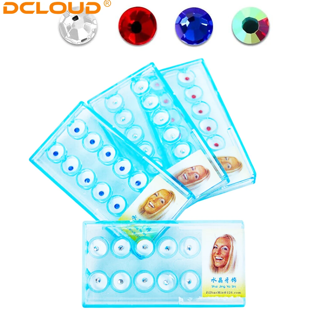 10Pc/Box  Dental Tooth Gem Imitation Teeth Crystal Ornament Teeth Whitening Studs 2mm Shiny Imitation Oral Tooth Jewelry