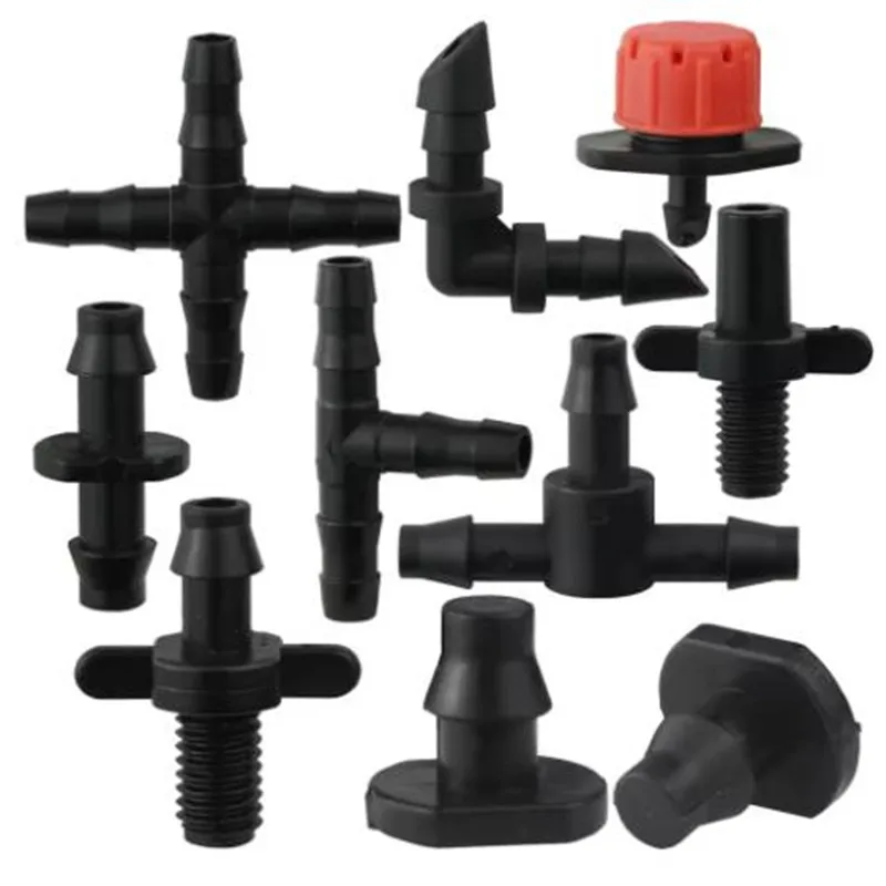 4/7mm Barbed Connector Irrigation Fitting Drip Irrigation Connector 1/4'' Tubing Hose Fitting for Flower Pot Garden Lawn