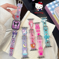 New Kawaii Sanrio Cartoon Hello Kitty Apple Watch Strap Cute My Melody Kuromi 3D Print IWatch Full Range  Replacement Girl Gifts