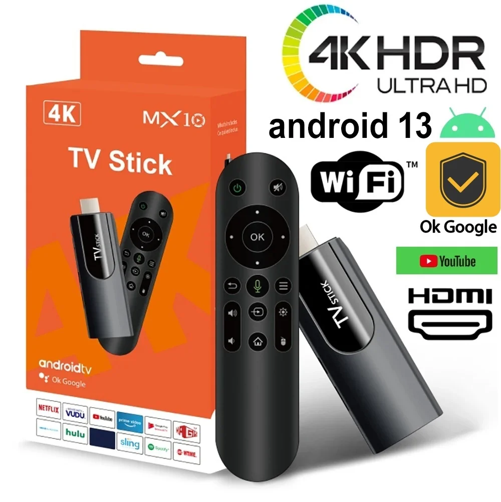 

Mini Android 13 TV Stick HDR Set Top OS 4K WiFi 6 2.4/5.8G Smart TV Sticks For Google YouTube Network Media Player Smart TV Box