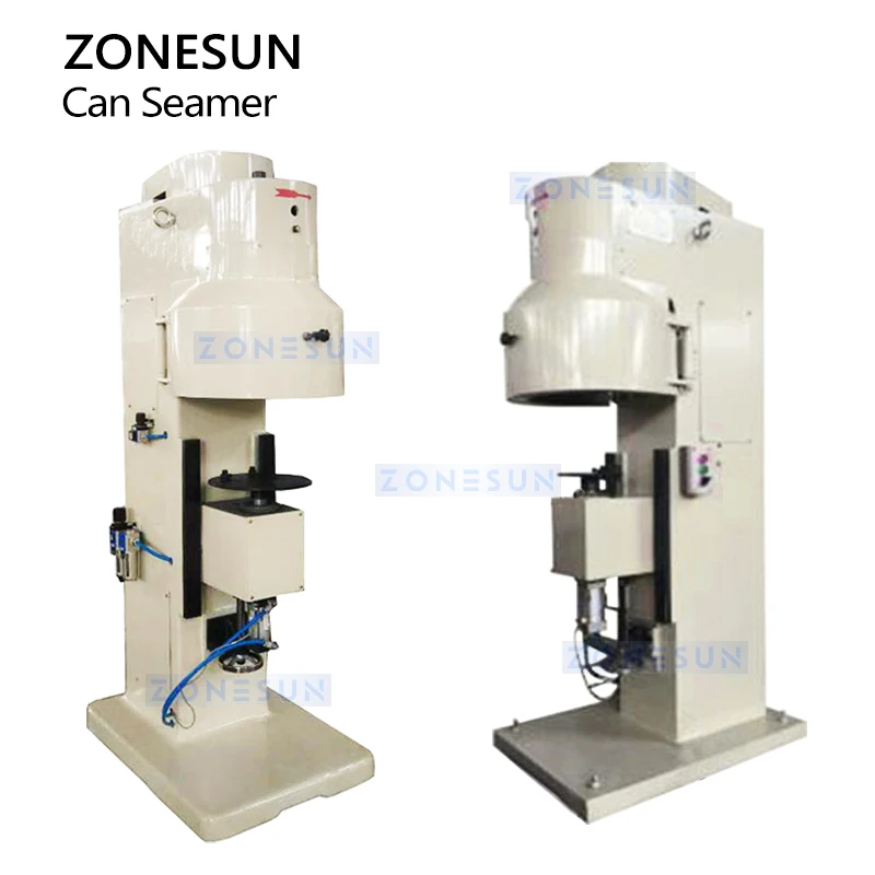 ماكينة إغلاق علب القصدير Zonesun ، شبه أوتوماتيكية ، معدات خياطة أسطوانية كبيرة الحجم ،