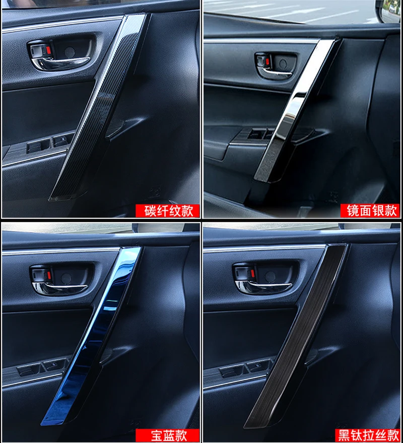 Auto Inner Door Handle Trim Cover Stickers Fit For Toyota Corolla Auris Levin 2014 to 2018 Stainless Steel Car Accessories