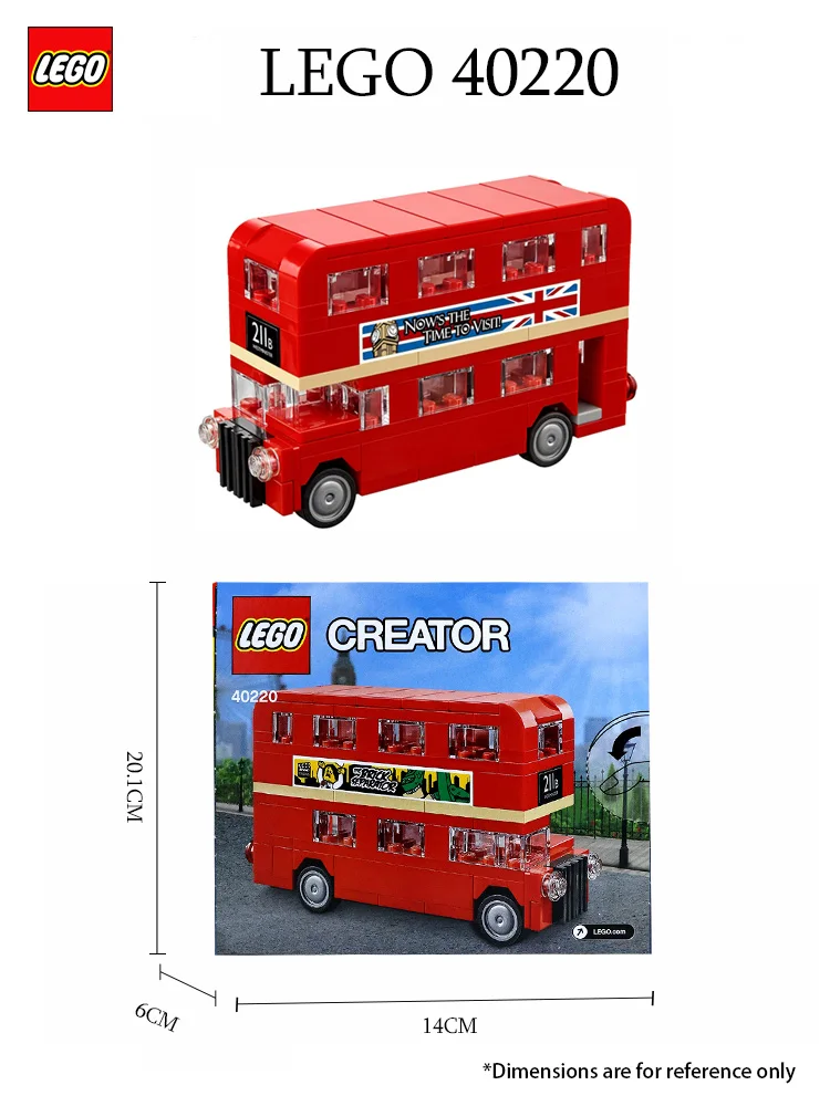 LEGO 40220 City London Bus Station Building Blocks Set, Double Deckers London Travel Bus and Bus Station