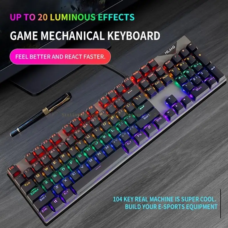 104 Keys Gaming Keyboard RGB إضاءة خلفية سلكية سلكية قابلة للبرمجة لأجهزة الكمبيوتر الشخصي #4