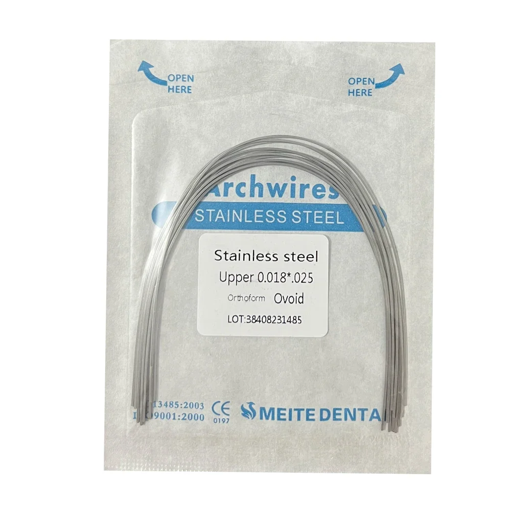 Alambre de acero inoxidable para ortodoncia Dental, forma ovoide redonda/Rectangular, Material para dentista, 10 unids/lote por paquete