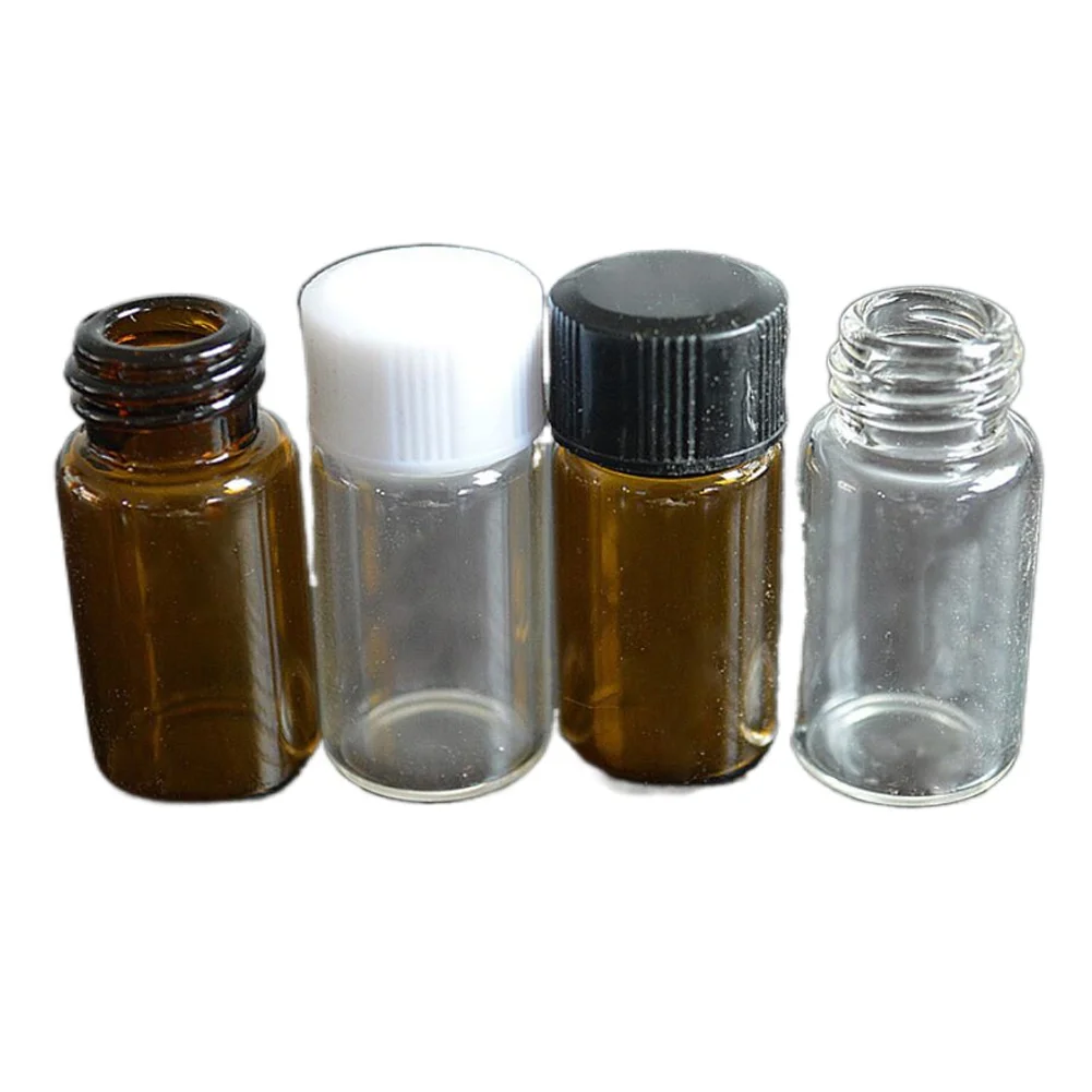 20Pcs 3ml/5ml Glass Clear Amber Small Medicine Bottles brown Sample Vials Laboratory Powder Reagent bottle Containers Screw Lids