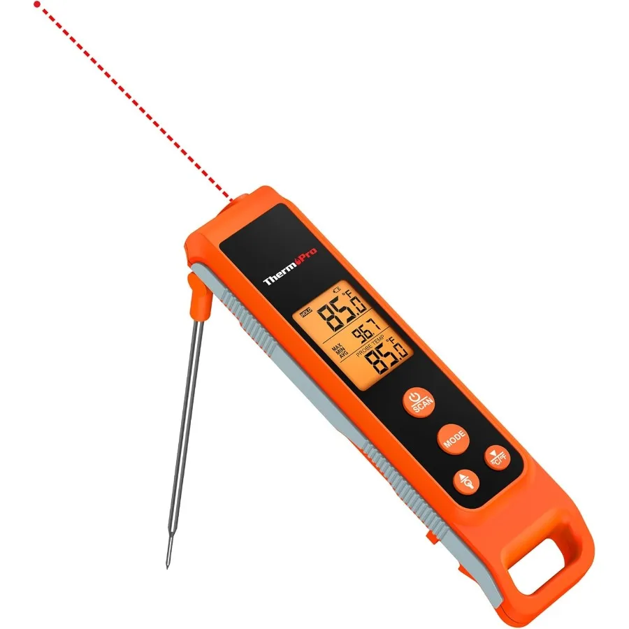 

TP420 2in1 Instant Read Thermometer for Cooking: Infrared Thermometer with Meat Probe for Griddle Grill Pizza Oven HVAC Pool No