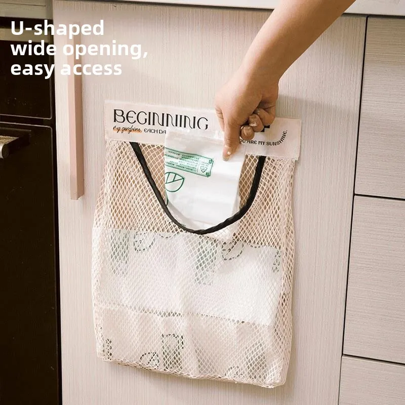 Multi-Functional Wall-Mounted Large Capacity Plastic Bag Storage Net Pocket Luxury Kitchen Trash Bag Organizer Storage Wizard