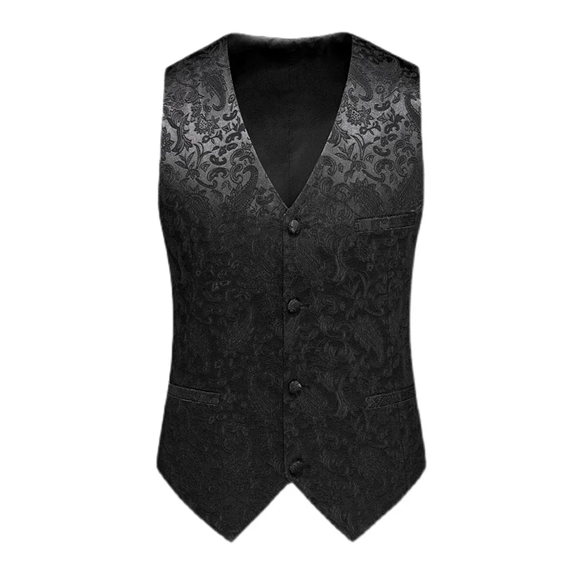 Men's Sleeveless Waistcoat, Single-breasted V-neck Business Vest Wedding Party Men Vests Blue Red Black Asian Size M-6XL