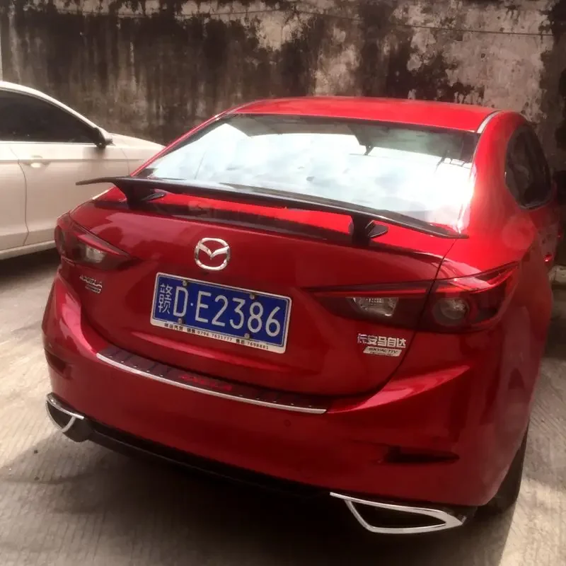 ABS and Surface carbon fiber material unpainted primer color rear tail box wing spoiler for Mazda 3 Axela sedan 4 door 2014+