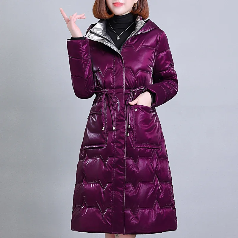 Woman Long Coat Winter Jackets 2023 New Warm Cotton Padded Parkas Hooded Korean Style Thicken Winter Outwear