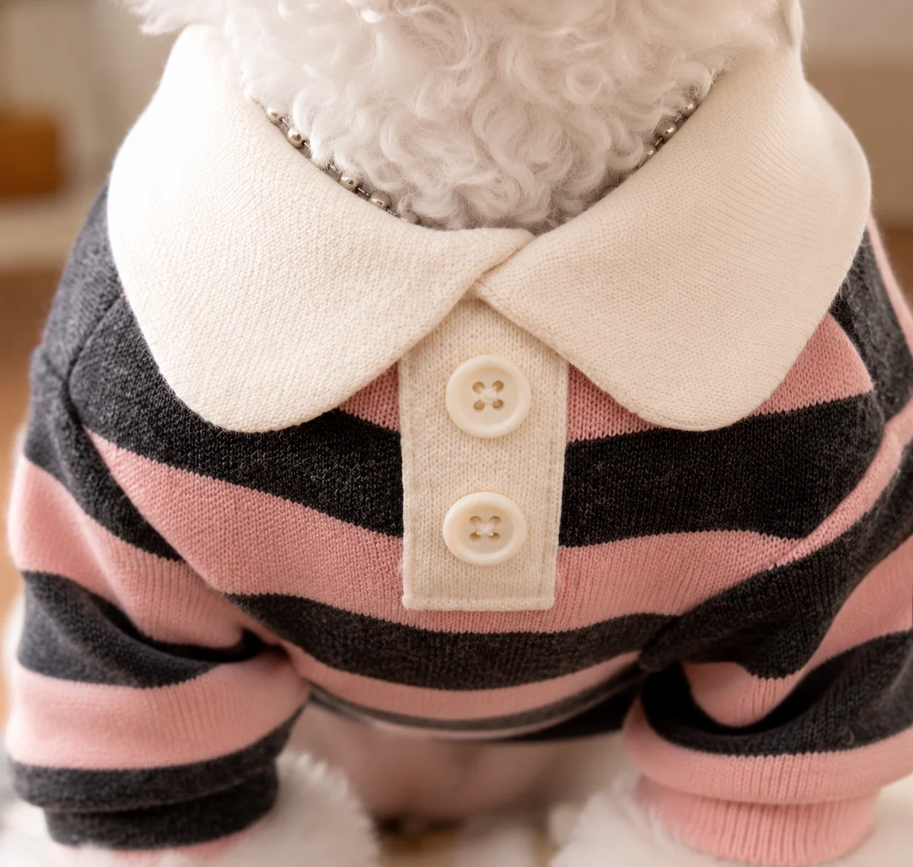 Striped Preppy Lapel Pet Polo Shirt Soft Breathable Puppy T-Shirt Apparel for Small Dogs Yorkie Bichon Poodle Pomeranian & Cats view 2