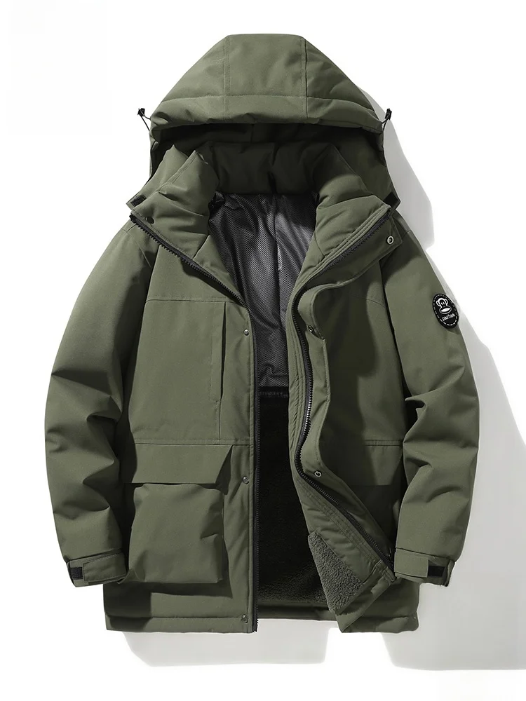 

PaulFrank Thiened Winter Jaet Men's Casual Cotton Coat with Hood Warmth Youth ular Loose Fit Long Sve Zipper Closure