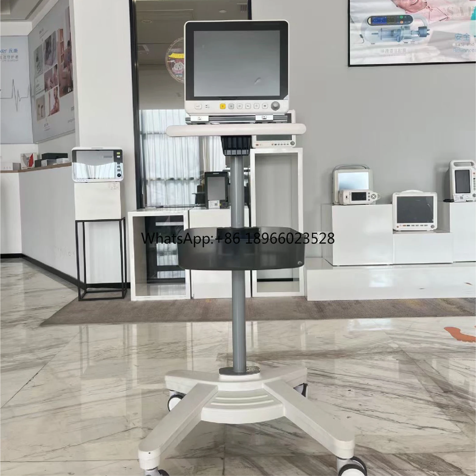 Mobile Roll Monitor Stand para Hospital, Carrinho médico Carrinho médico Tratamento de emergência