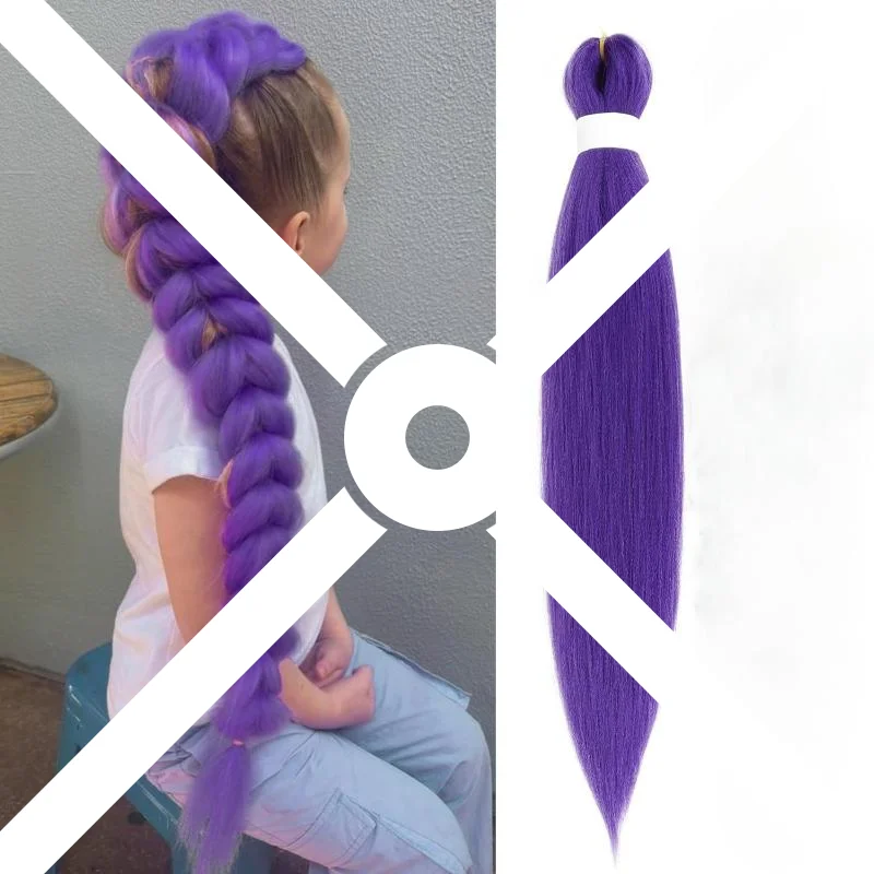 26 بوصة شعر مستعار تأثيري KPOP رومي طويل الأرجواني مضفر فستان اكسسوارات DIY بها بنفسك ذيل حصان جديلة مقاومة للحرارة شعر مستعار اصطناعي