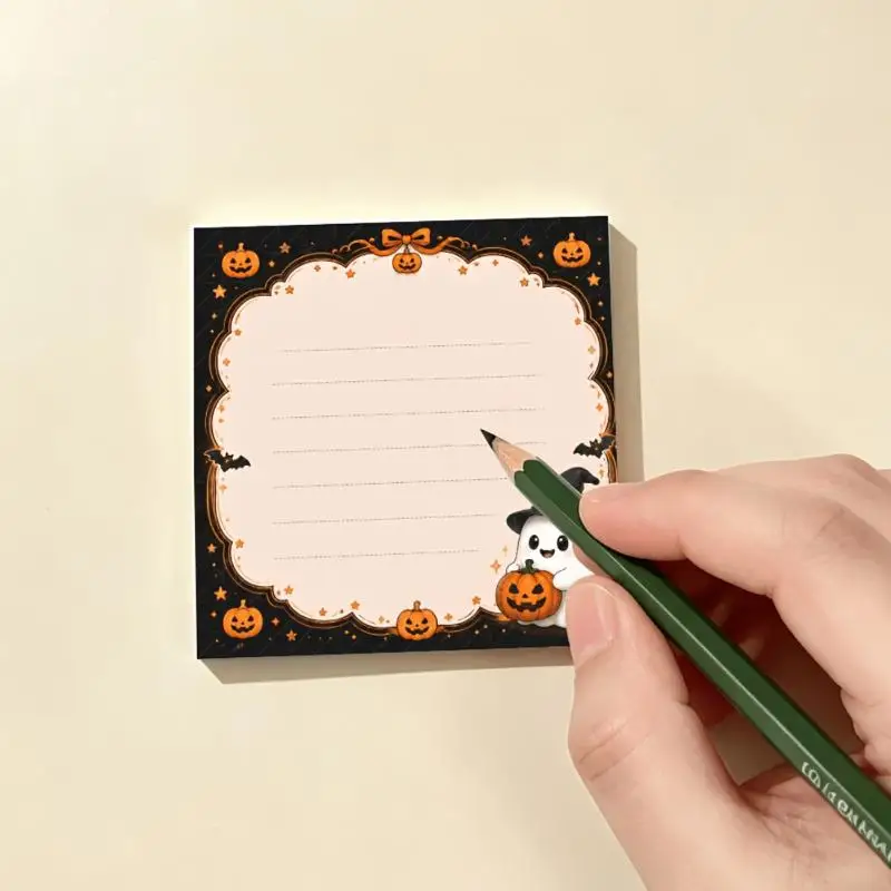 Cute Halloween Cartoon Memo Pad Adorable Ghost Pumpkin Pattern Notepad for Office Desk School Stationery Party Favor