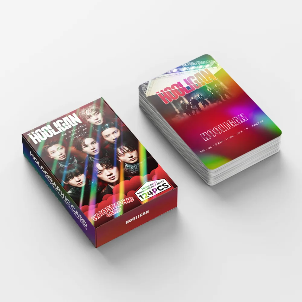 

124 Laser Cards Boy Group Hooligan Flash Cards Collectible Support Flash Cards LOMO Holographic Cards Fan Collection Card Gift