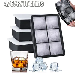 4/6/8/15 Grids Silica Gel Ice Cube Mold Large Square Ice Cube Ice Cube Mold DIY Ice Maker Cube Tray Ice Cube Tray