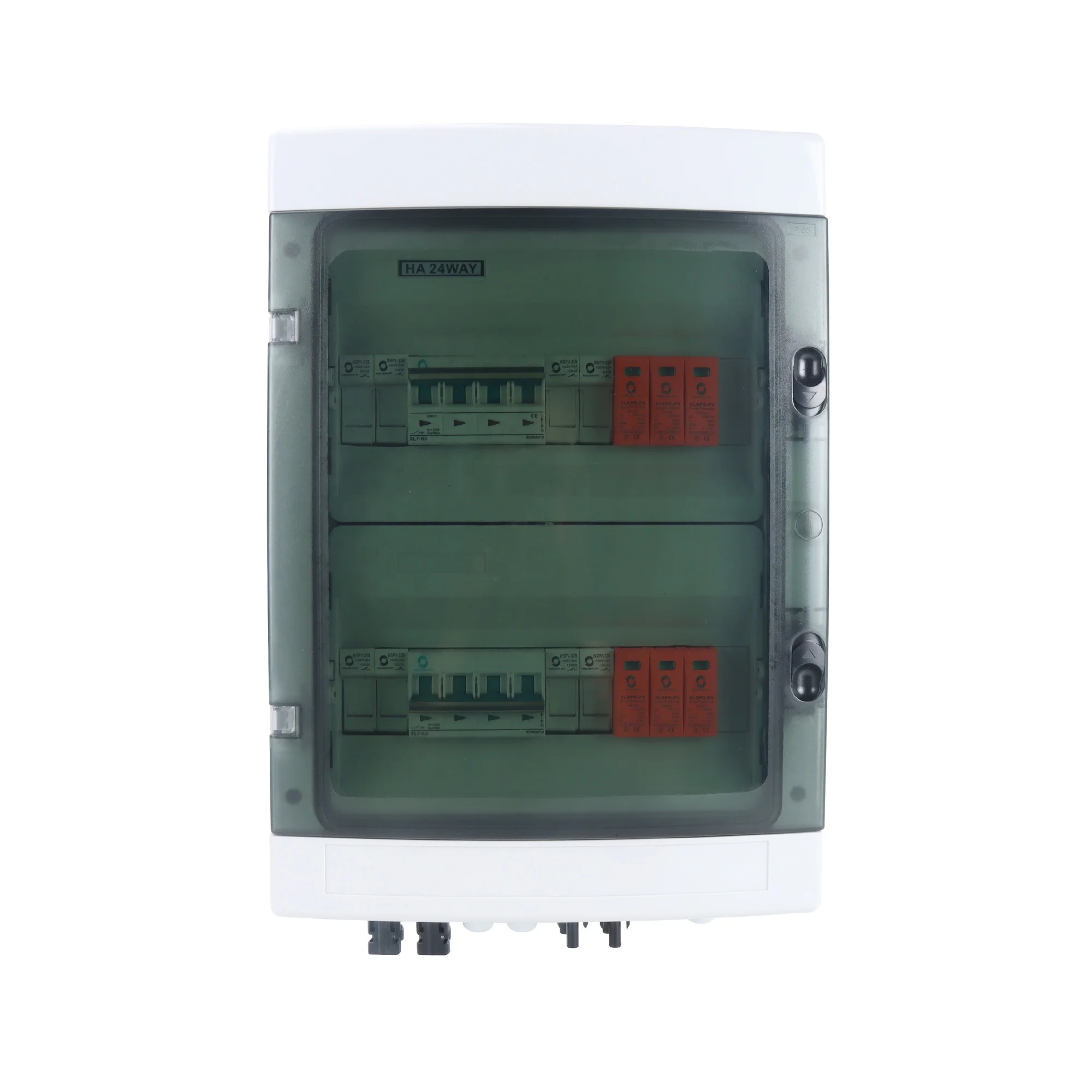 CE WSDB-PV4/2 IP65 4 in 2 OUT 4 Strings 15A 16A 1000V DC Solar PV Array Plastic Combiner Box With Dc Fuse,spd and Mcb