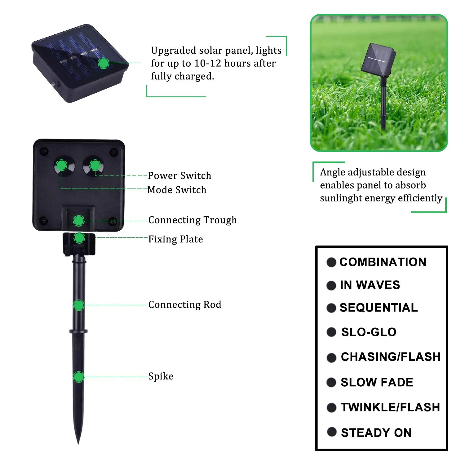 ZILVIX 50M 500Leds Solar Light Outdoor Festoon Lamp Garden Fairy Light String Waterproof Christmas Party Decoration