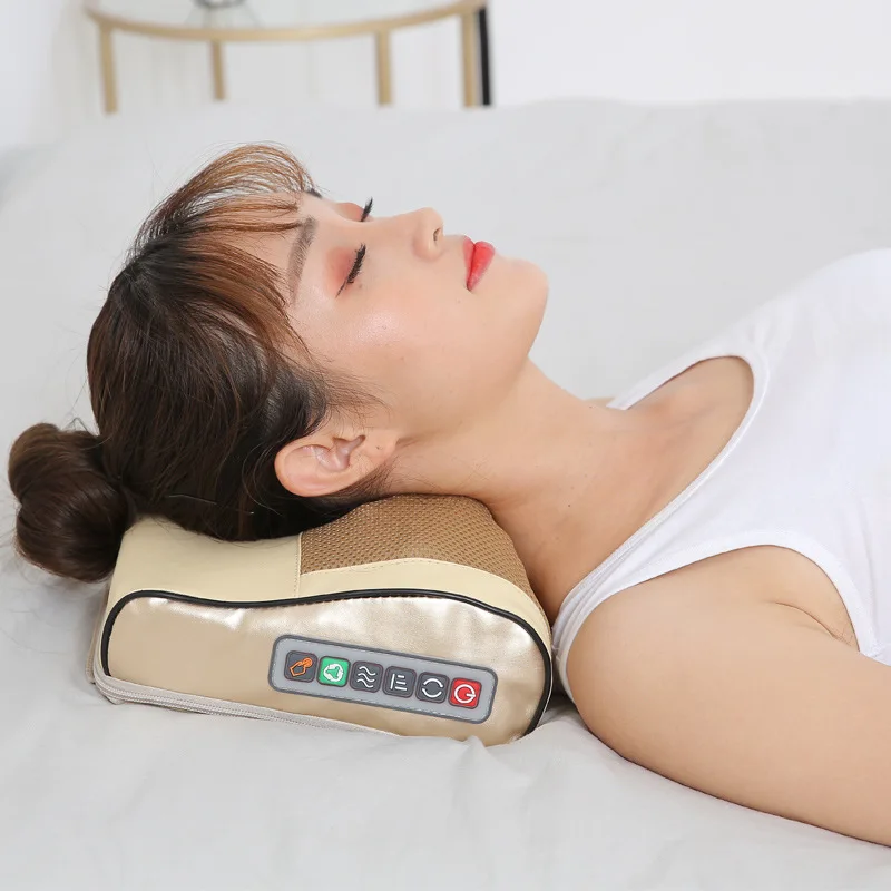 Almohada eléctrica de masaje térmico para cuello y hombros, dispositivo de masaje Shiatsu para la espalda, cuerpo completo, salud Cervical, multifuncional