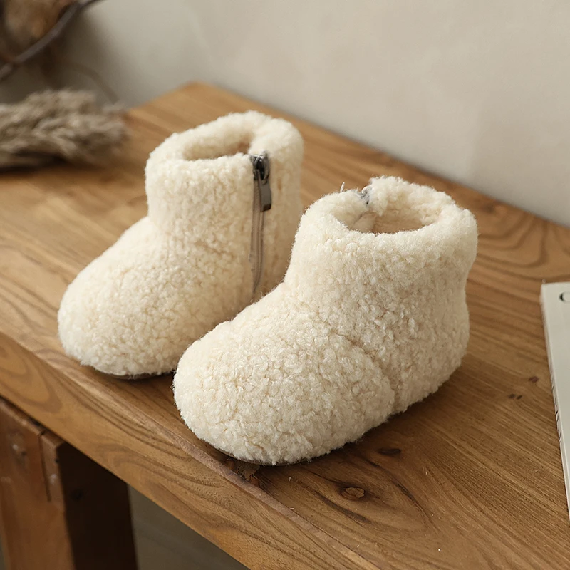 

Toddler Kids Walking Shoes Suede Comfortable Girls Warm Boots Korean Style Soft 2025 Winter New Baby Casual Boots Size 16-25
