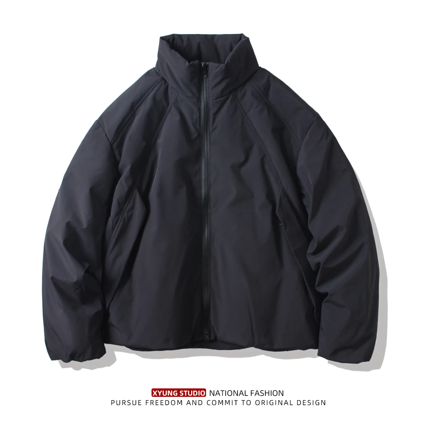 

Зимняя утепленная белая пуховая куртка для мужчин, повседневная свободная теплая верхняя одежда с воротником-стойкой, защита от холода, куртка-бомбер