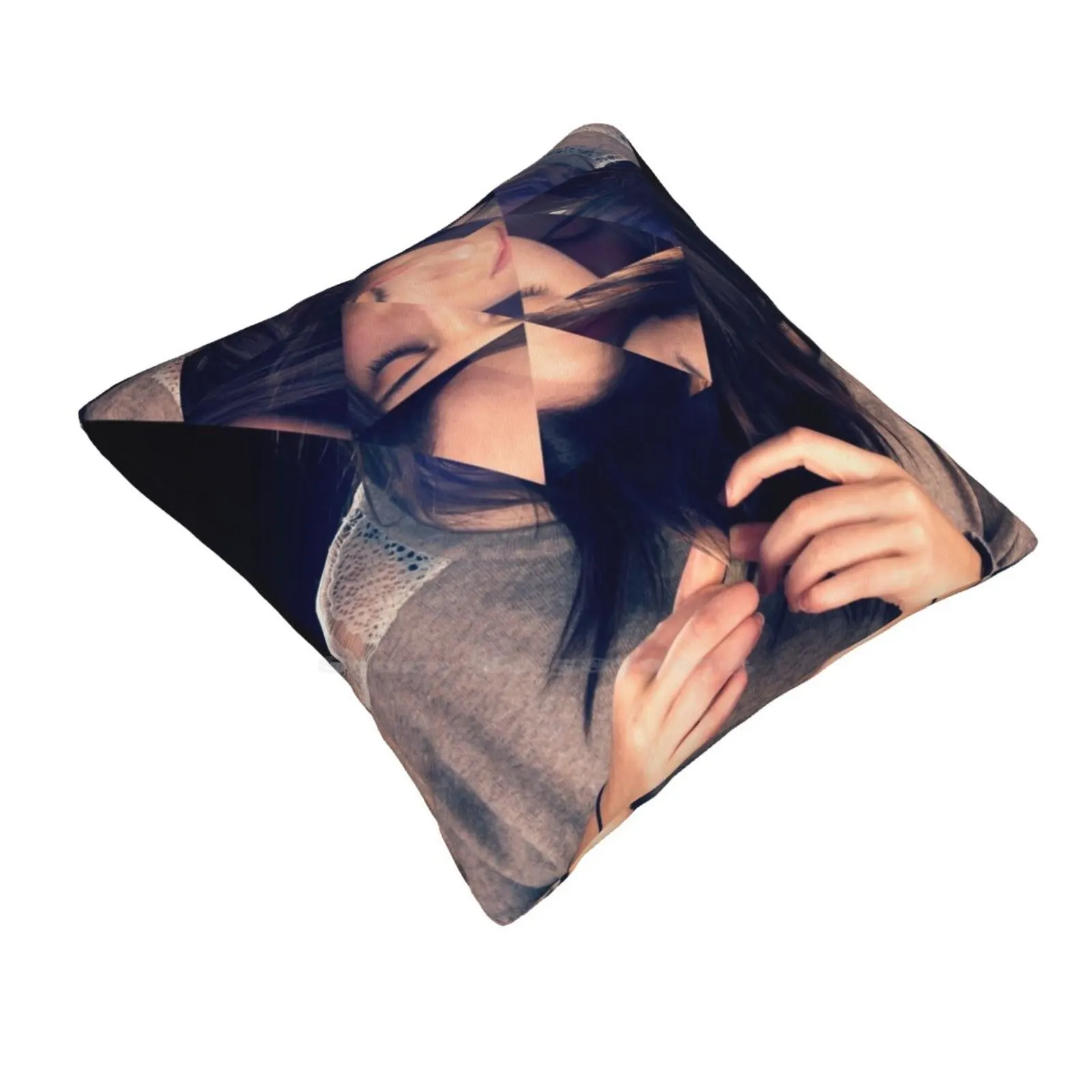 Kaleidoscope Eyes Pillows Case Bedroom Home Decoration Kaleidoscope Eyes Face Girl Woman Lady Shattered Triangles Pattern