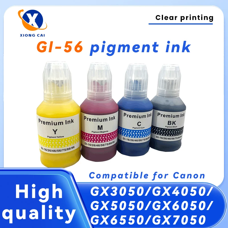 Premium Color Compatible Refill Ink GI 56 GI56 GI-56 for Canon MAXIFY GX3050/GX4050/GX5050/GX6050/GX6550/GX7050 Printer