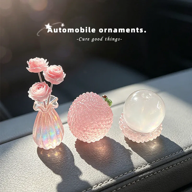 Creative Car Dashboard Decoration Glow in Dark Lychee Ornament for Electric Vehicle Accessories