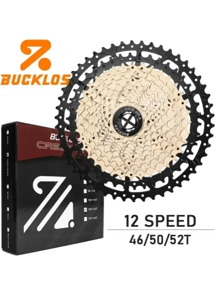 BUCKLOS K7 12-Gang-Fahrradkassette 12V Rennrad- und Mountainbike-Kassette 46T 50T 52T MTB-Freilauf für Shimano HG