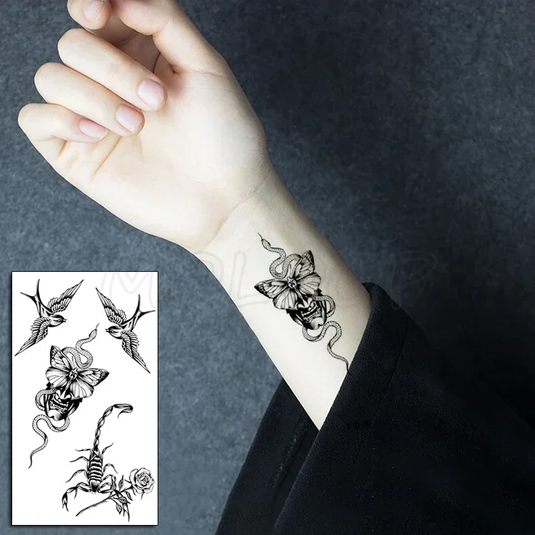 Tatuagem temporária à prova dwaterproof água adesivo pássaro animal padrão pequeno tatoo adesivos flash tatuagens falsas para menina