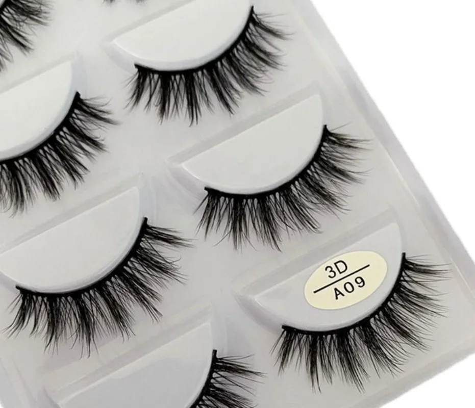 5 Pairs/Tray High Quality chemical fiber tapered tips cruelty-Free multi-layered texture Faux Mink pure handmade false eyelashes