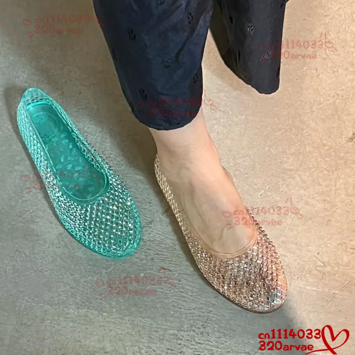 2026 Women's New Jelly Shoes Transparent  Sandals Lazy Flat Shoes Breathable Flat Shoes