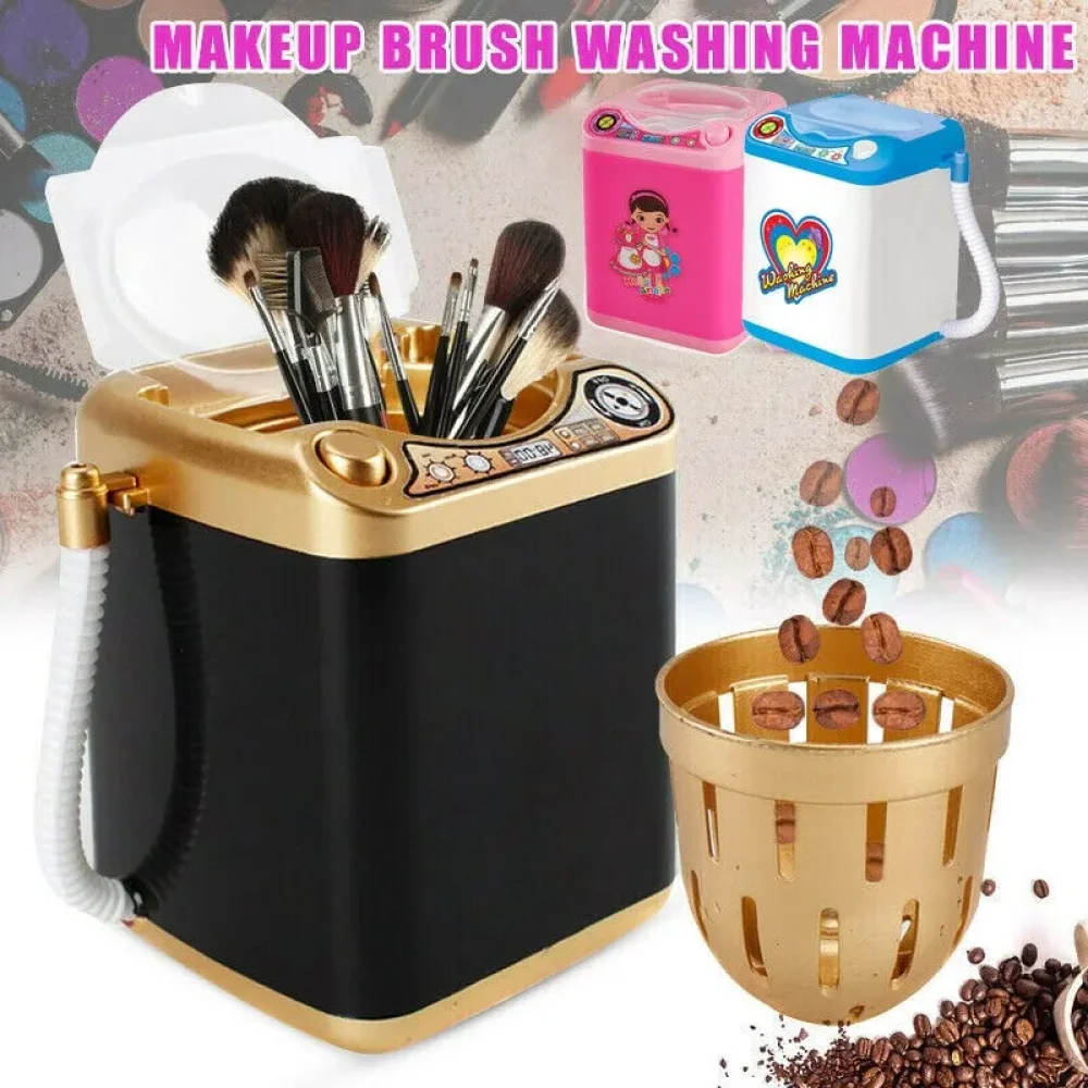 Mini Electric Washing Machine Toy with Automatic Cleaning Function Makeup Brush Cleaner Home Play Coffee Mixer for Kids